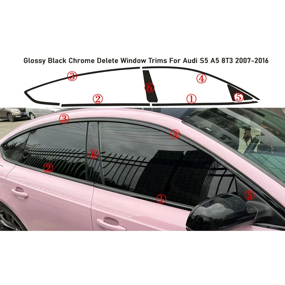 Glossy Black Chrome Delete Window Trims For Audi S5 A5 8T3 2007-2016 - Изображение 4 из 4