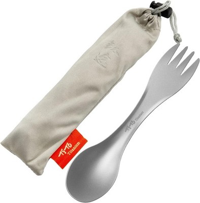 Ultraleichtes Titan Spork Set für Camping & Wandern, Mit Aufbewahrungstasche