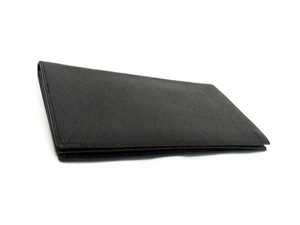 Cartera larga BVLGARI Classico 20308 de cuero negro para hombre doble pliegue en excelente Foto 2 de 4