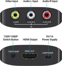 AV to HDMI Converter, AV to HDMI Adapter Support 720P/1080P for Ps1/Ps2/Ps3/X...