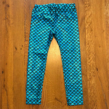 Krab Kakes Girls 4T Blue/Black Mermaid Knit Ankle Leggings Elastic Waist