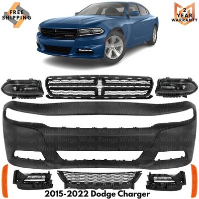 Front Bumper Cover Paintable & Grille Assembly Kit For 2015-2022 Dodge Charger