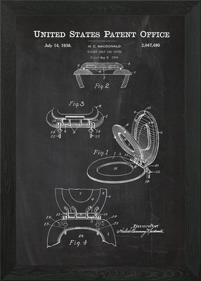 Toilettensitz und Deckel 1934 - Patent gerahmtes Wandbild Poster Leinwanddruck Bild