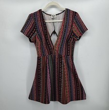 Show Me Your MuMu Red and Black Cut Out Peplum Mini Dress Sz XL