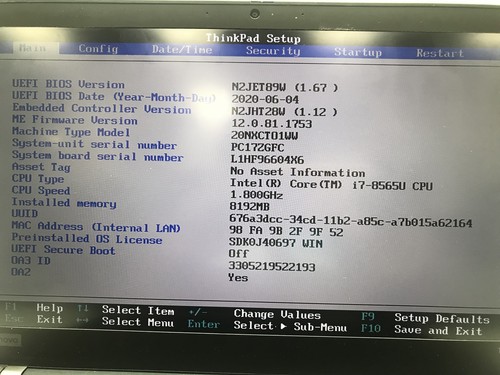 Lenovo T490s 14" Core i7-8565U 1.8GHz 8GB RAM 512GB SSD NO OS Good - Picture 2 of 7