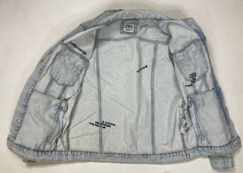 ZARA Picture Patches Trucker Denim Jean Jacket Men Small Tie Dye Paint 1466 500 - Picture 16 of 16