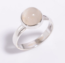 Natural Peach Moonstone Ring 925 Sterling Silver Boho Rings Jewelry Gift for Her