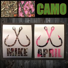 3 inch Camo Fishing Fish Hook Monogram M1 M3 Decal Sticker for YETI RTIC Tumbler