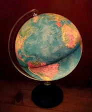 Vintage Nova Rico Florence Lumiere Globe Illuminated Earth Table Lamp Light 18" 