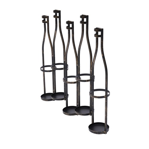 Portabottiglie vino da parete 23,2" 5 bottiglie in metallo - decorazione parete arte - Foto 12 di 21