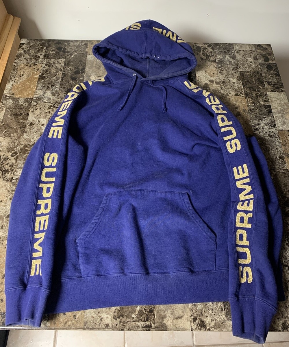 Supreme Hoodie Metallic Rib Dark Royal Size Large Authentic | eBay 