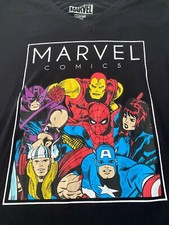 Camisa negra Marvel Comics Avengers Team grande para mujer ¡BONITA! Spider-man Iron Man