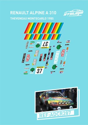 RENAULT ALPINE A 310 THEVENEAU MONTECARLO 1985 DECALS
