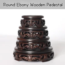 Mahogany Carved Round Base Jade Vase Display Base Display Stand