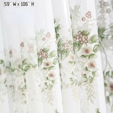 Green Floral Embroidered Curtains Lace Sheer Voile Panel 59'' Wide
