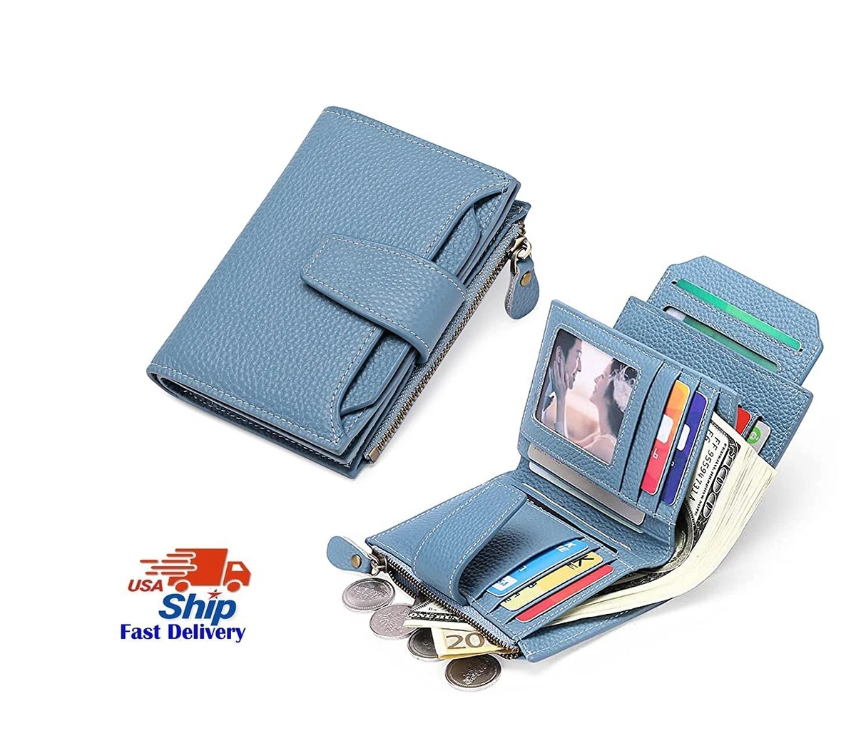 Bulk-buy Women RFID Blocking Small Compact Bifold Luxury Genuine