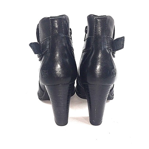 Born Shola Mujer Negro Cremallera Lateral Tacón Apilado Botines Botas EE. UU. Talla 7 Usadas en Excelente Condición - Imagen 5 de 12