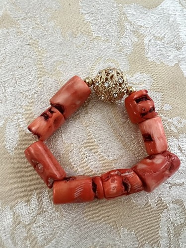 Coral Necklace Earrings And Bracelet Set, African Coral, Nigerian Coral, Coral - Picture 4 of 4