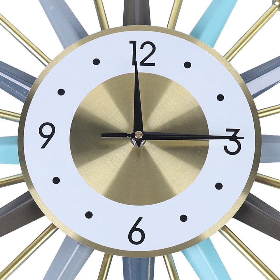 23 Inch Retro Metal Art Sunburst Clock Vintage Mid Century Modern Wall