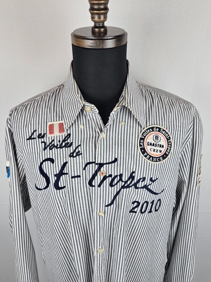 Gaastra Crew St. Tropez Edición Limitada. Parches XL manga larga con botones a rayas grises Foto 3 de 4