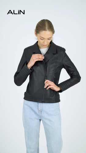 ALiN - Women's Leather Jacket Alexa: Jacket Size Measurements in the Picture - Video 1 van 1