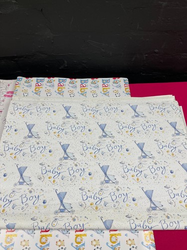 GIFT WRAPPING PAPER 2 SHEETS NEW BABY BOY GIRL WELCOME TO THE WORLD BIRTH WRAP - Picture 12 of 17