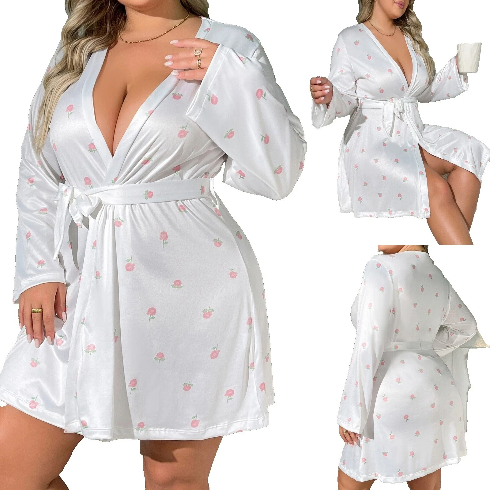 Wedding Floral Plus Size Sleepwear & Robes for Women
