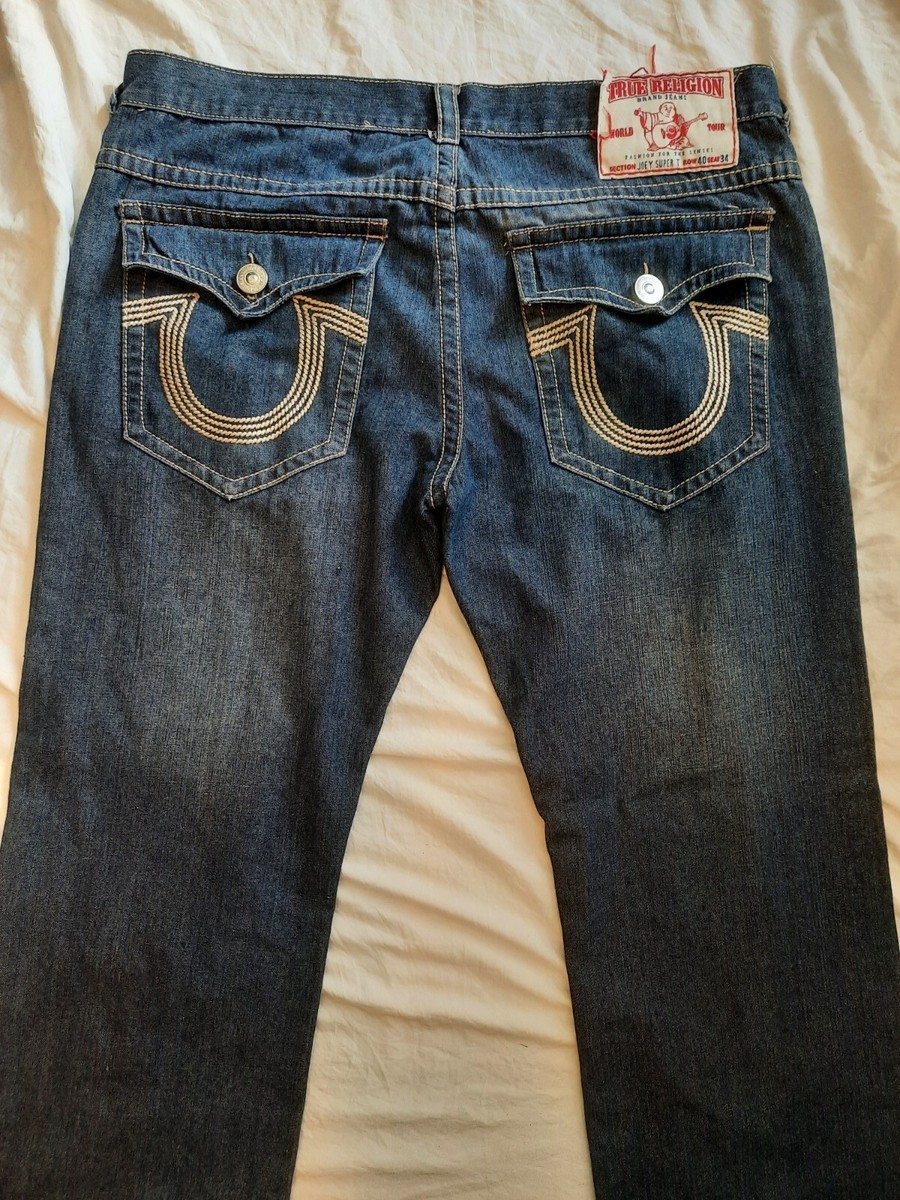 True Religion Jeans Mens 40x34 Joey Super T Blue Denim Thick True Religion Jeans Mens 40x34 Joey Super T Blue Denim Thick