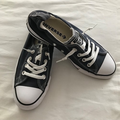 Converse All Star azul marino/negro clásico sin cordones - Imagen 8 de 9