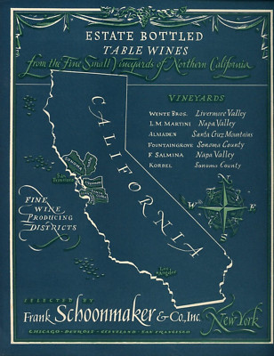 1950's Frank Schoonmaker California Wine Poster