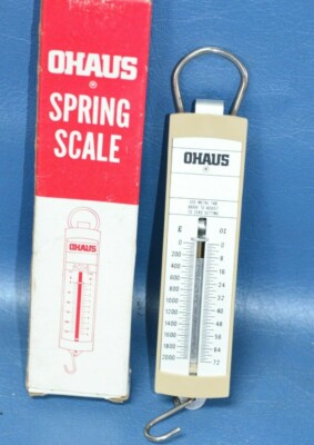 Vtg NOS OHAUS Hanging Spring Scale 500 GRAMS 18 OUNCES Mini Weight 8002-00 USA