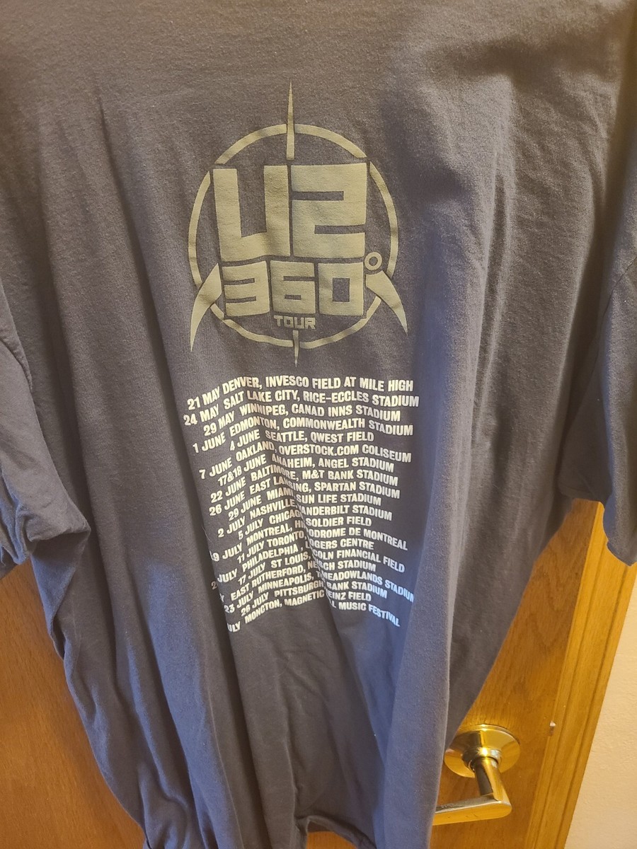 U2 360 Tour Shirt Band Pic Gray Men's Sz 2XL T Shirt Concert Dates