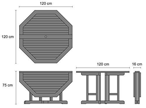 Teak Outdoor Folding Table, Drop-Leaf - Berwick Range - 1.2m - Shape Options - Picture 8 of 12