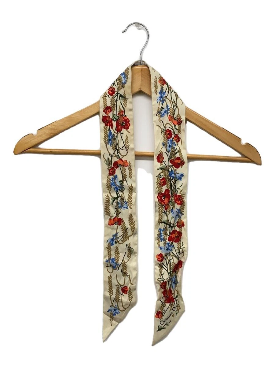 Authentique foulard Christian Dior motif fleurs multicolore en soie 105 x 6 cm décontracté