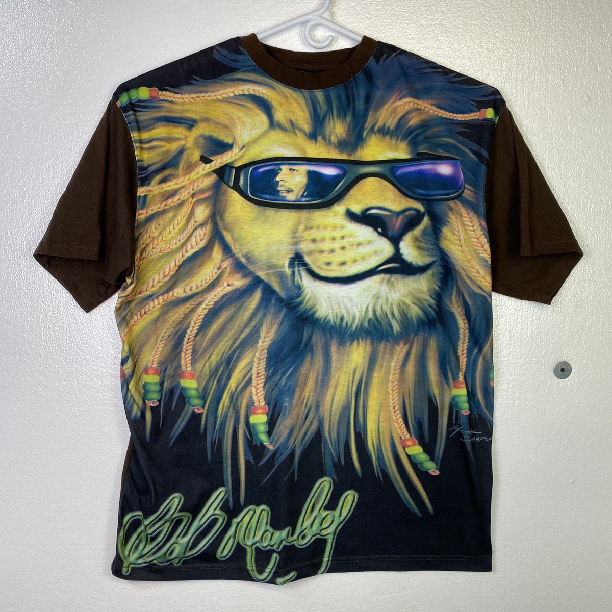 DMZ Bob Marley Lion in Shades T Shirt  3XL Graphic print by Michael Searle Brown