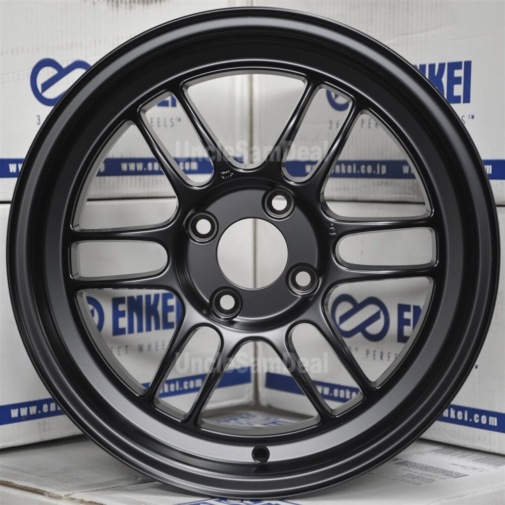 1 SINGLE WHEEL) 15x8 4x100 28 OFFSET ENKEI JAPAN RPF1 BLACK 12