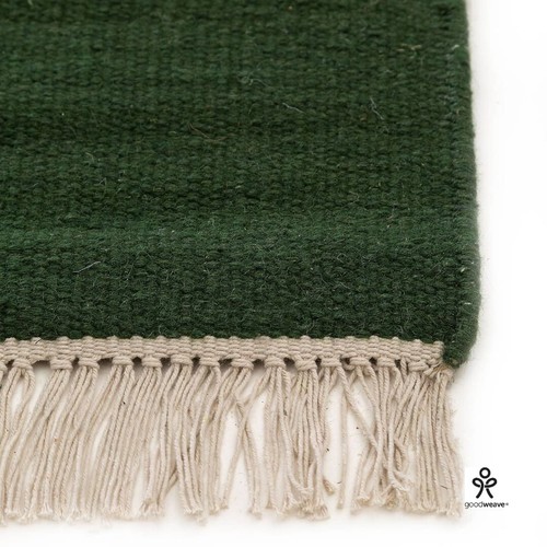 Flatweave Solid Green Wool Area Rug Traditional Kilim Wool Custom Rug and Ruuner - Picture 2 of 6