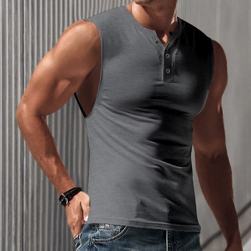 Herren einfarbig Sportweste, breite Schulter Herren schmale Passform ärmelloses T-Shirt - Bild 10 von 31