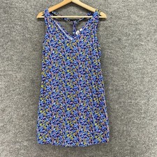 Gap Dress Women XS Blue Floral Shift Short V-Neck Sleeveless Rayon Comfort