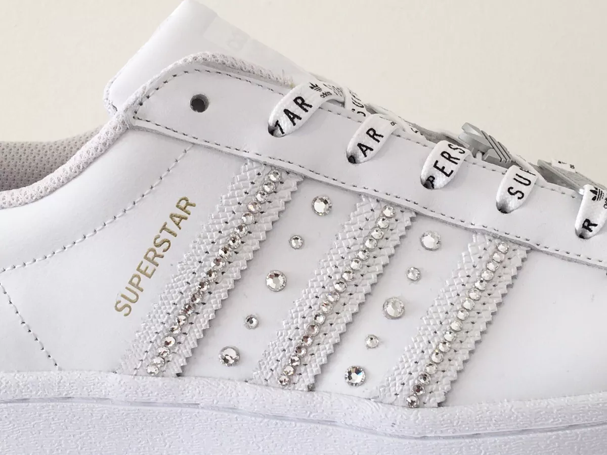 Gezicht omhoog repetitie circulatie NEW Adidas WHITE Superstar WEDDING Sneakers SWAROVSKI CRYSTAL Woman Size 7  BLING | eBay