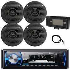 Pyle Bluetooth Stereo Receiver, 3.5" 75W Speaker QTY 4 , Cover Black , Antenna