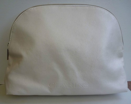 CLARINS Cream White Makeup Cosmetics Bag, Large Size, Brand NEW!