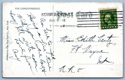 Postcard~ 1912 Rockaway Beach Station, New York  Cancel~ Grand Old Ocean