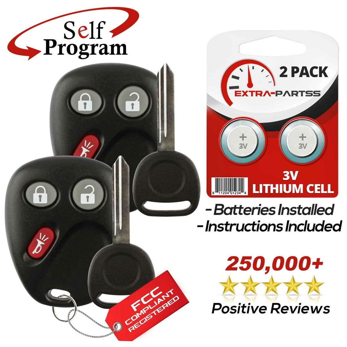 Replacement Remote Keyless Entry Key Fob For 2003-2007 Hummer H2 | Pre-installed Battery, Self-Programmable (Instructions Online)