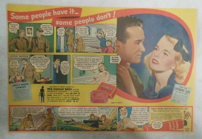 Lifebuoy Soap Ad: Some People Have It ! from 1940's Size 11  x 15 inches