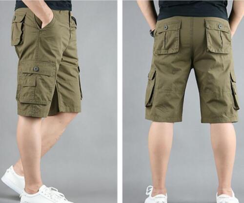 Pantalones Cortos Para Hombre Mezcla Algodón Bolsillos Carga Transpirables Informales Ejército Verano Pantalones Nuevos - Imagen 3 de 19