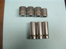 7 PIECE ASSORTMENT OF SPARE INDESTRO SOCKETS 3/8 DRIVE 2 BUCKS EACH + 9 SHIPPING