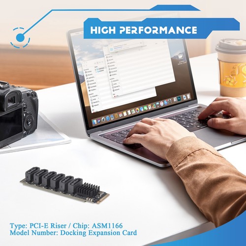 M.2 NVME PCI-E PCIE X4 X8 X16 to 6 Port 3.0 SATA Adapter Card Riser ASM11663003 - Afbeelding 3 van 7