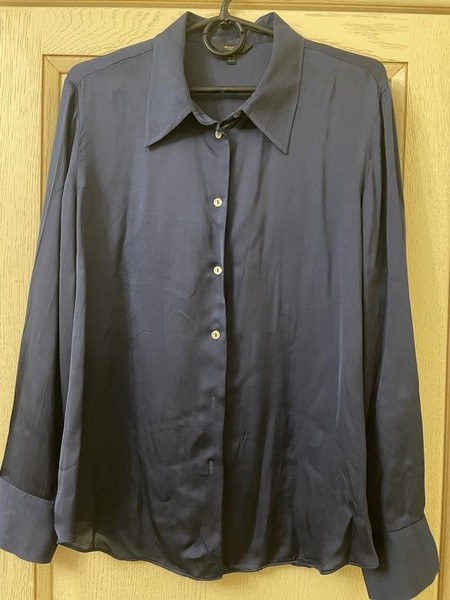 Women Massimo Dutti Shirt Navy Viscose 40 / L / 48 #N2UJ