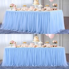 2 Pack 6ft Blue Tulle Table Skirts for Rectangle Tables or Round Tables Tutu